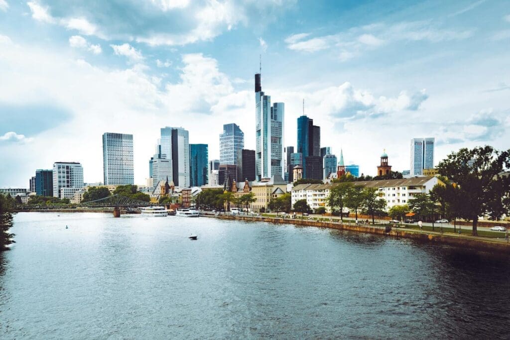 A modern cityscape of European Fintech Centres.